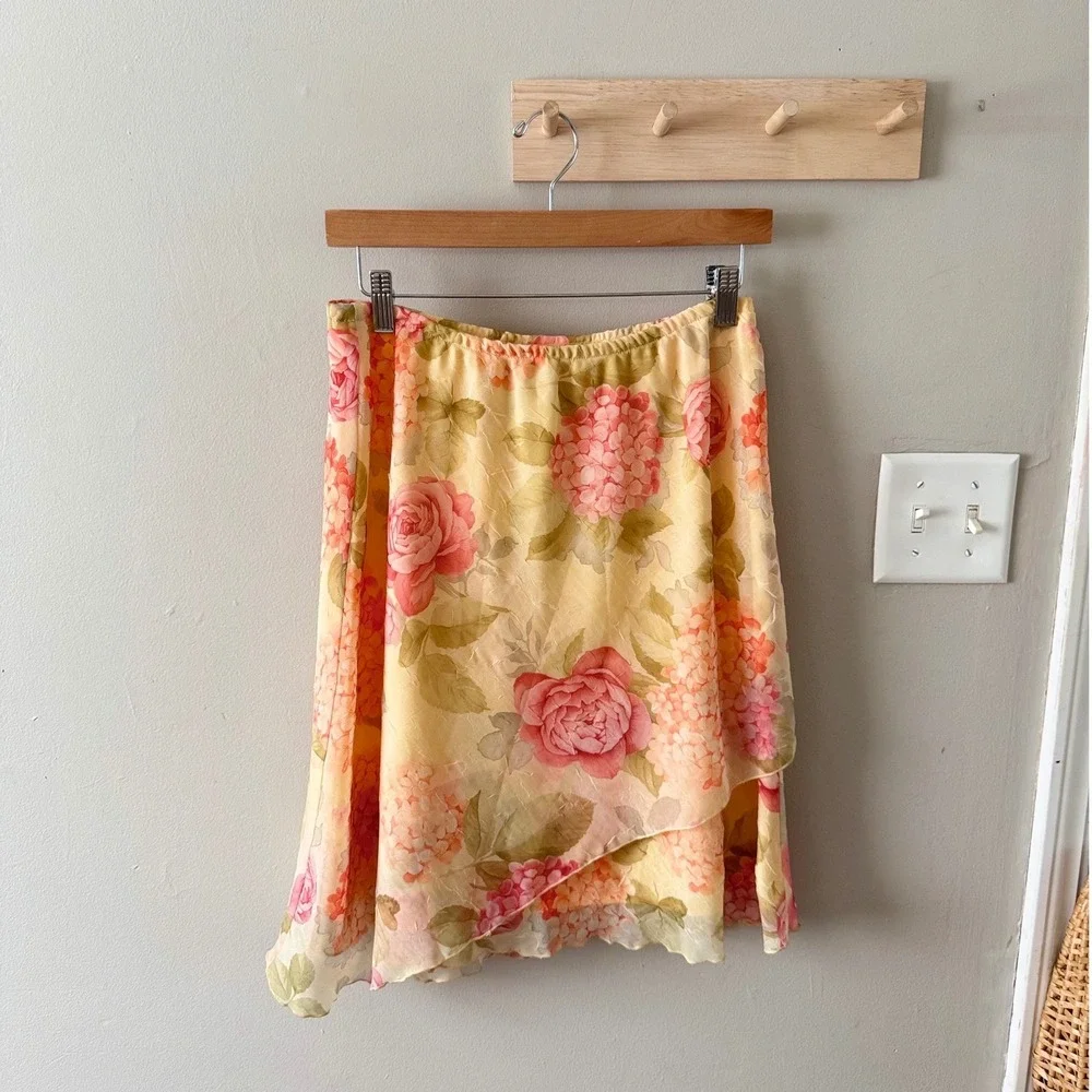 Y2K asymmetrical floral skirt + top